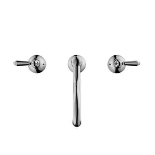 York Basin Tap Set Chrome With Metal Lever - Nero