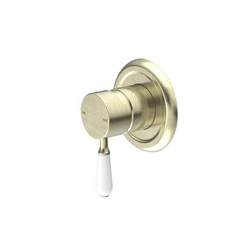 York Shower Mixer With White Porcelain Lever Aged Brass - Nero