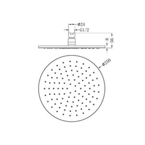 250mm Round Shower Head Chrome - Nero