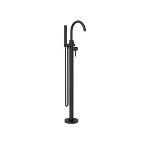 Mecca Round Freestanding Mixer With Hand Shower Matte Black - Nero