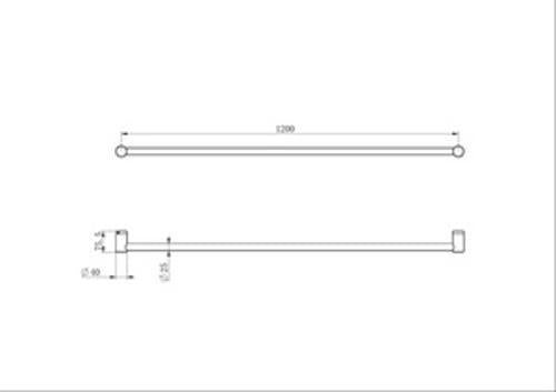 Mecca Care 25mm Grab Rail 1200mm Matte Black - Nero