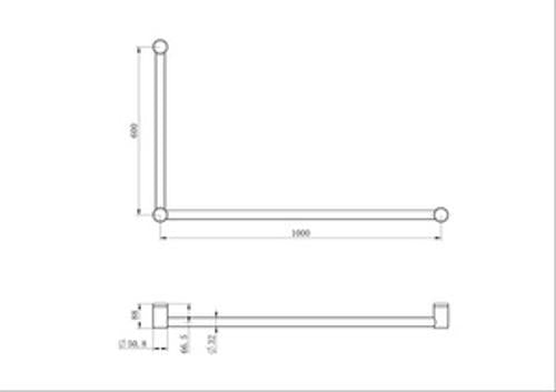Mecca Care 32mm DDA Grab Rail Set 90 Degree 600 x 1000mm Brushed Bronze - Nero