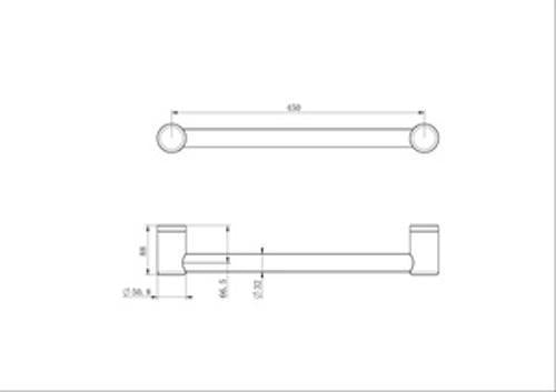 Mecca Care 32mm Grab Rail 450mm Gun Metal - Nero