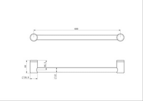 Mecca Care 32mm Grab Rail 600mm Chrome - Nero