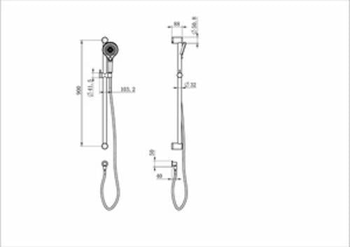 Mecca Care 32mm Grab Rail And Adjustable Shower Rail Set 900mm Matte Black