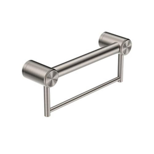 Mecca Care 32mm Grab Rail With Towel Holder 300mm Brushed Nickel - Nero