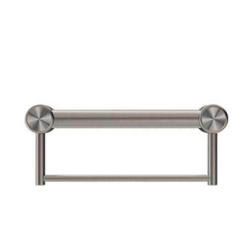 Mecca Care 32mm Grab Rail With Towel Holder 300mm Brushed Nickel - Nero