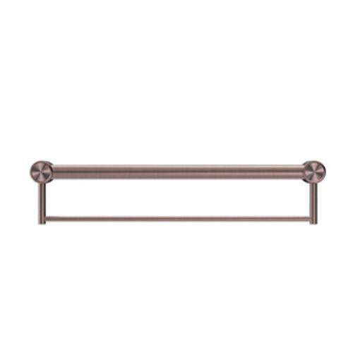 Mecca Care 32mm Grab Rail With Towel Holder 600mm Brushed Bronze - Nero