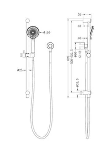 Round Metal Project Shower Rail 4 Star Rating Gun Metal - Nero
