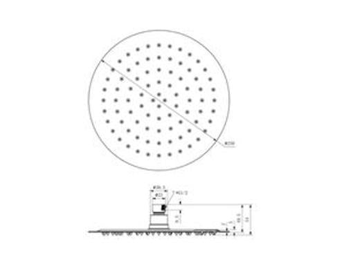 250mm Round Stainless Steel Shower Head 4 Star Rating Brushed Nickel - Nero