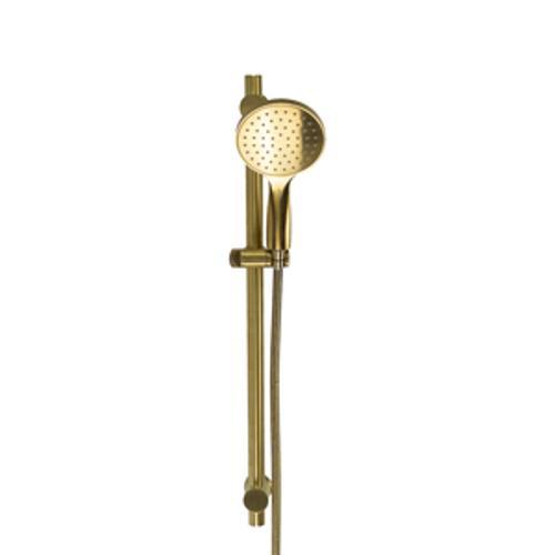 Circo Single Spray Slide Shower Set All Pressures 1.5m Hose Brushed Gold Wall