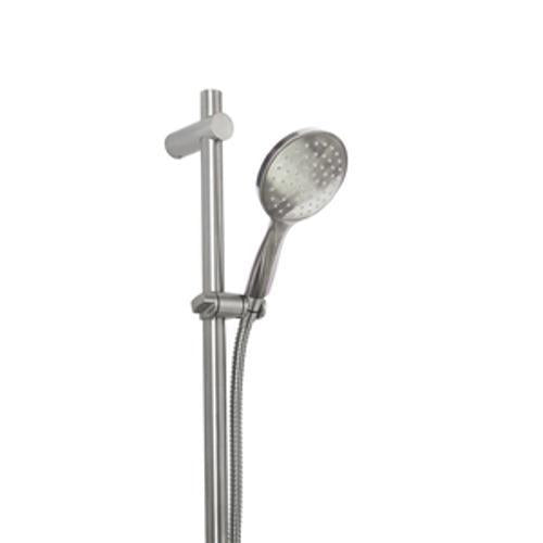 Deluna Single Spray Slide Shower Set All Pressures 1.5m Hose Brushed Nickel Wall