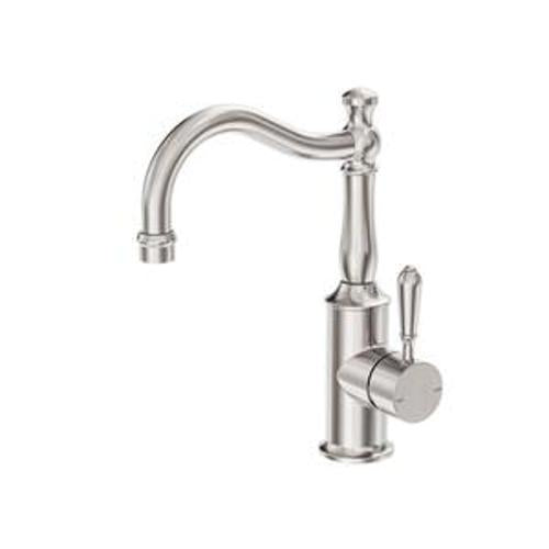 York Basin Mixer Hook Spout Brushed Nickel With Metal Lever - Nero