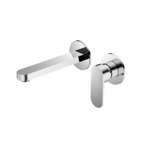 Ecco Wall Basin Bath Mixer Chrome Separate Back Plate - Nero