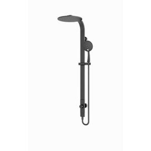 Astra Rain Round Twin Shower Matte Black Single Hose - Nero