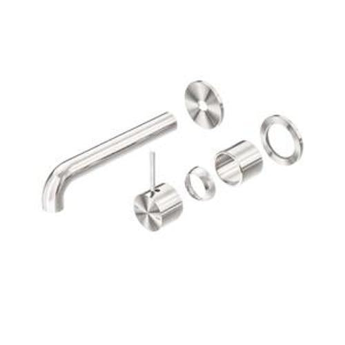 Mecca Wall Basin Bath Mixer Brushed Nickel Separate Back Plate Handle Up 185mm