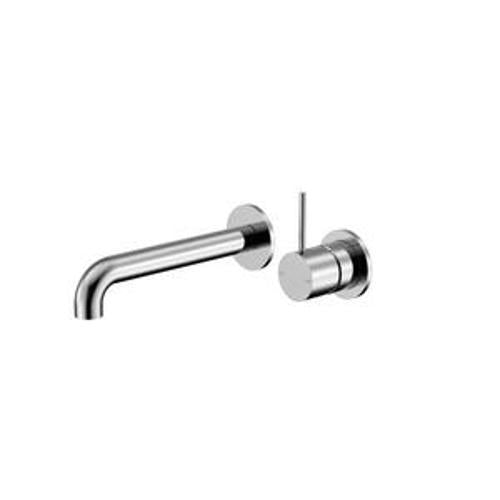 Mecca Wall Basin Bath Mixer Chrome Separate Back Plate Handle Up - Nero 160mm