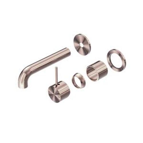 Mecca Wall Basin Bath Mixer Brushed Bronze Separate Back Plate Handle Up 120mm