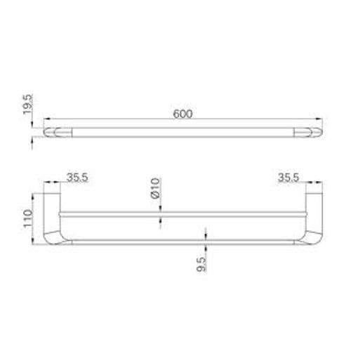 Elgin Double Towel Rail - Nero 600mm Brushed Nickel