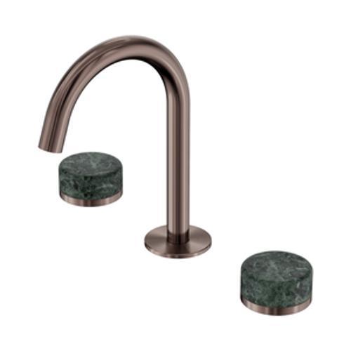 Serenity Basin Set Arc Spout With Verde Alpi Handle Brushed Bronze - Nero