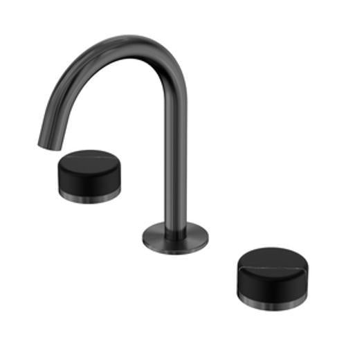 Serenity Basin Set Arc Spout With Marquina Black Handle Gun Metal - Nero