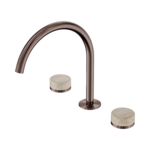 Serenity Bath/Kitchen Set Arc Spout With Rome Travertine Handle Brushed Bronze