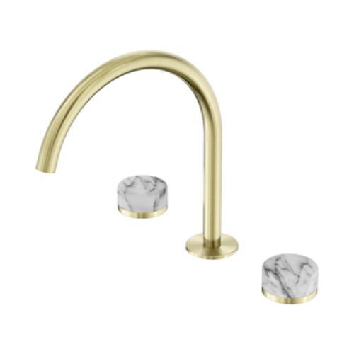 Serenity Bath/Kitchen Set Arc Spout With Arabescato Corchia Handle Brushed Gold