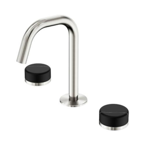 Serenity Basin Set Edge Spout With Marquina Black Handle Brushed Nickel - Nero