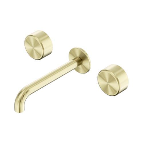 Serenity Wall Basin Set - Nero 160mm Spout With Metal Handle Brushed Gold
