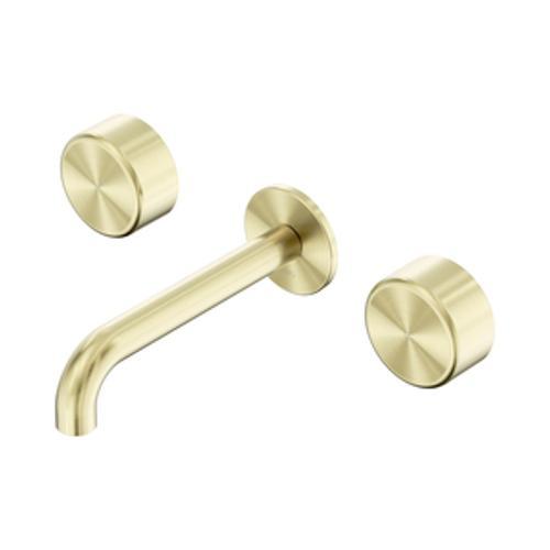 Serenity Wall Basin Set - Nero 185mm Spout With Metal Handle Brushed Gold