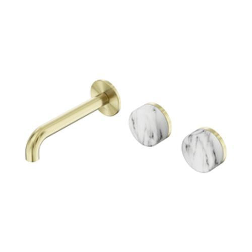 Serenity Wall Basin Set 160mm Offset Spout With Arabescato Corchia Handle
