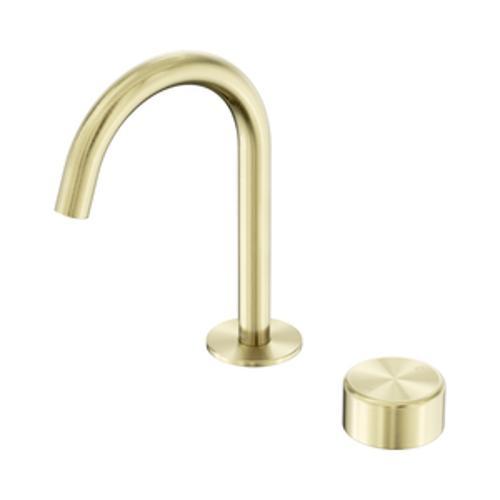 Serenity Progressive Basin Mixer Arc Spout With Metal Handle Brushed Gold - Nero