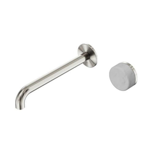 Serenity Progressive Wall Basin Mixer 220mm Spout With Carrara Handle Brushed