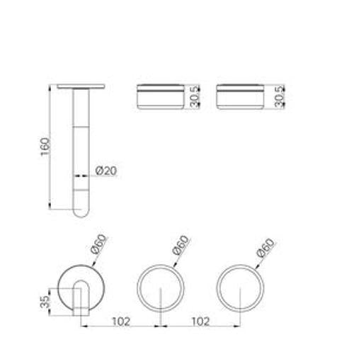 Serenity Wall Basin Set 160mm Offset Spout With Verde Alpi Handle Trim Kit Only