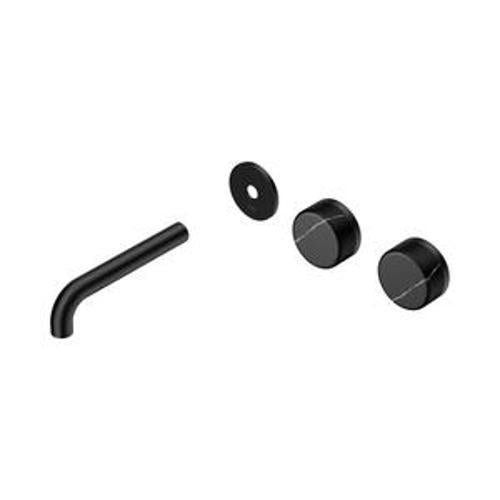 Serenity Wall Basin Set 160mm Offset Spout With Marquina Black Handle Trim Kit