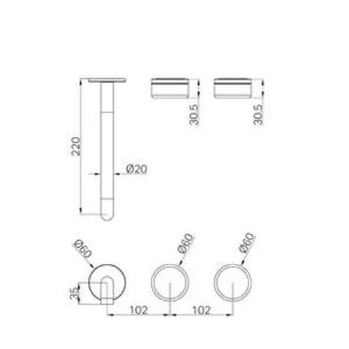 Serenity Wall Basin Set 220mm Offset Spout With Rome Travertine Handle Trim Kit
