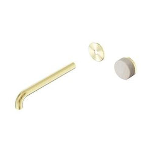 Serenity Progressive Wall Basin Mixer 220mm Spout With Rome Travertine Handle