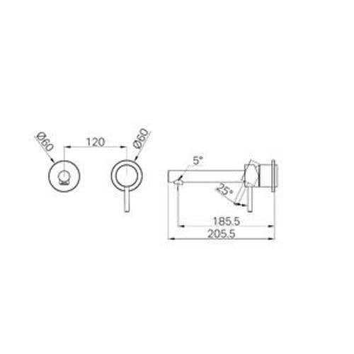 Dolce II Wall Basin/Bath Mixer Separate Back Plate Trim Kits Only Brushed Nickel