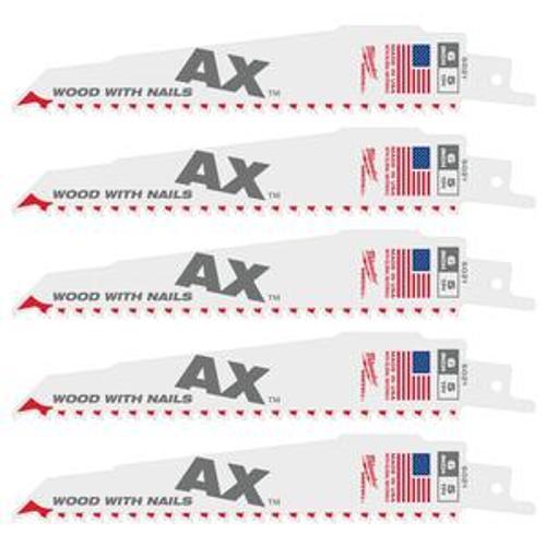 Sawzall The Ax 150mm 6 Inch 5TPI Blade 5 Pack - Milwaukee