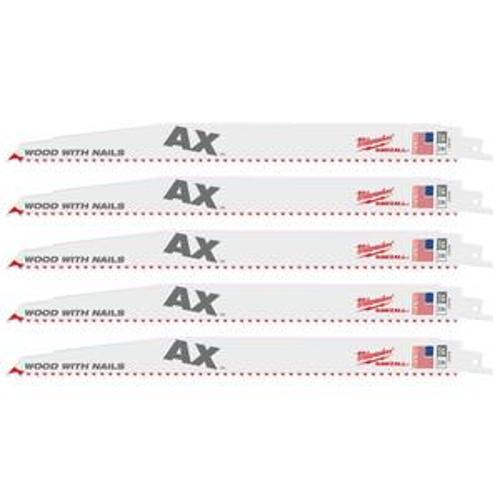 Sawzall The Ax 300mm 12 Inch 5TPI Blade 5 Pack - Milwaukee
