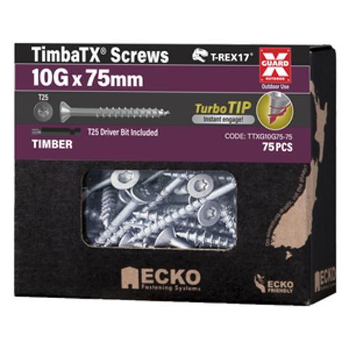 T-REX17 TimbaTX Wood Screw XGuard - Ecko 10g x 75mm 75 Box