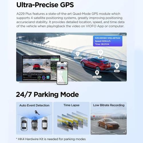 VIOFO DASHCAM A229 PLUS 2K FRONT + IR 5GHZ WIFI + GPS