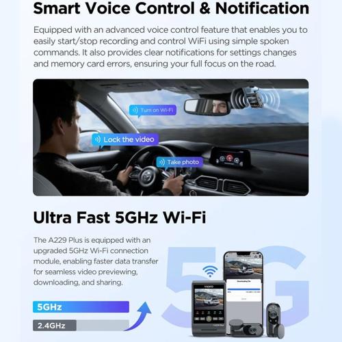 VIOFO DASHCAM A229 PLUS 2K FRONT + IR 5GHZ WIFI + GPS