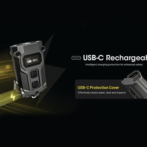 NITECORE 600 LUMEN USB-C RECHARGEABLE KEYCHAIN FLASHLIGHT BLACK