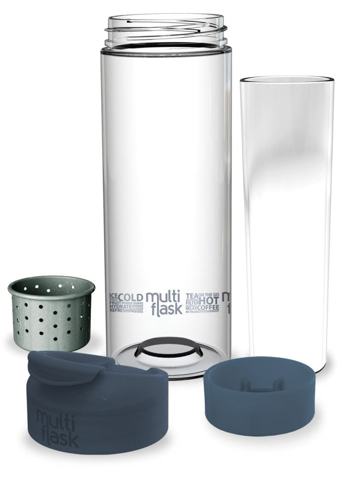 Multi Flask 3 Ways: versatile hydration solution for hot, cold drinks; features glass liner and indestructible Tritan shell.