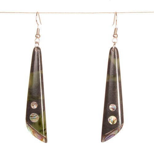 Greenstone Drop With Paua Earrings