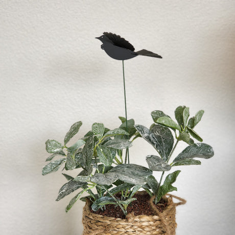 Mini Tui Plant Stake, a 40cm whimsical garden accent with 3D wings, perfect for indoor and outdoor plants.