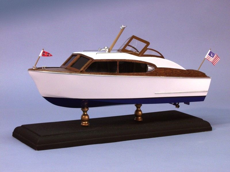 Detailed wooden model kit of the 1956 Chris-Craft 24' Sedan, features laser-cut parts and nostalgic luxury design.