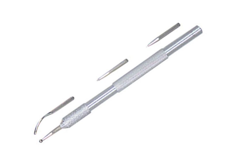 Excel Blades burnisher set includes 4 tips for embossing, scoring, and carving with a safety cap.