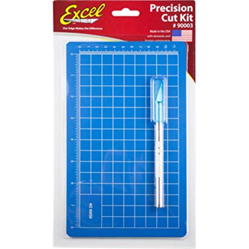 Mini Precision Cutting Kit with durable PVC mat, Excel Blades K1 knife, and #11 blade for detailed crafting.